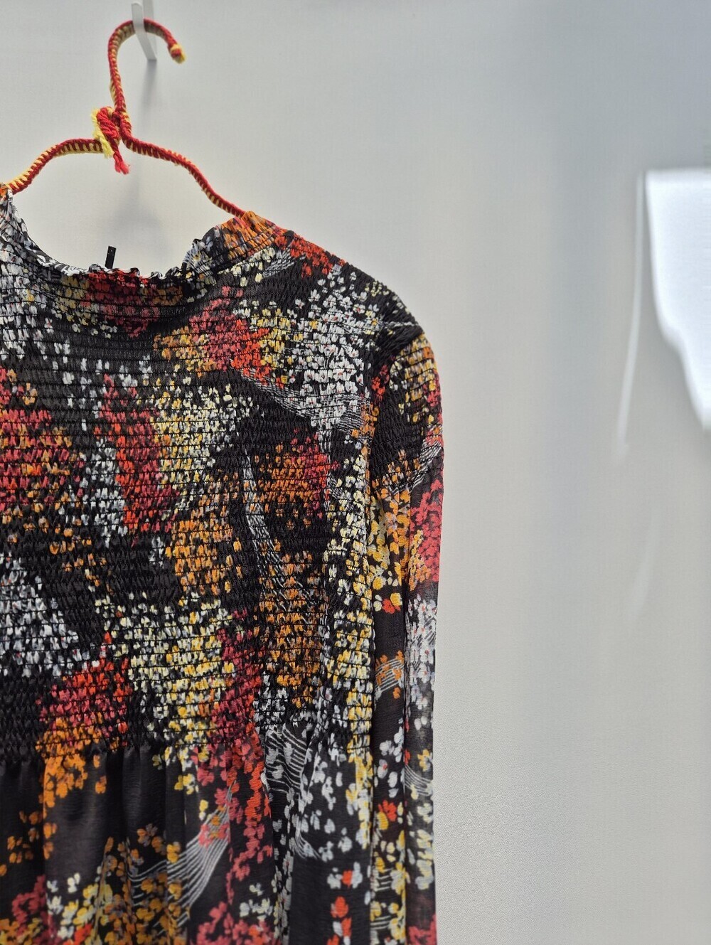 Anthropologie Akemi Kin Adria Smocked Blouse M Floral Mesh Whimsigoth Boho - Picture 14 of 16